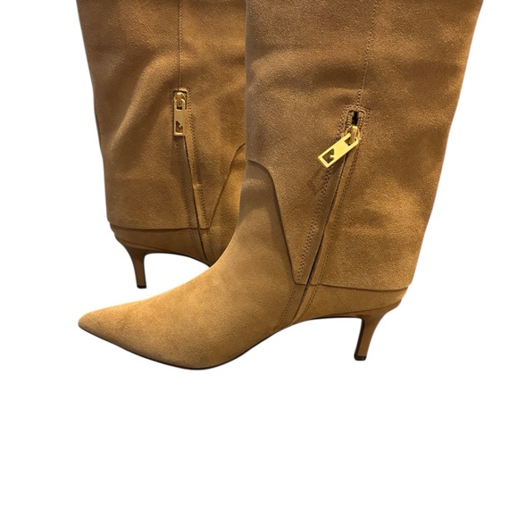Franco Sarto Tan Heeled Boots Suede - Picture 2 of 2
